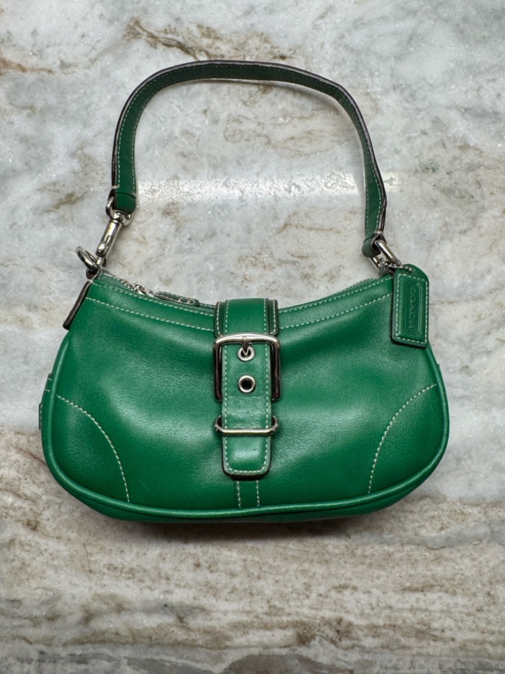 Rare Vintage Coach 7542 Hamptons Mini SoHo Demi Shoulder Bag in Green Leather